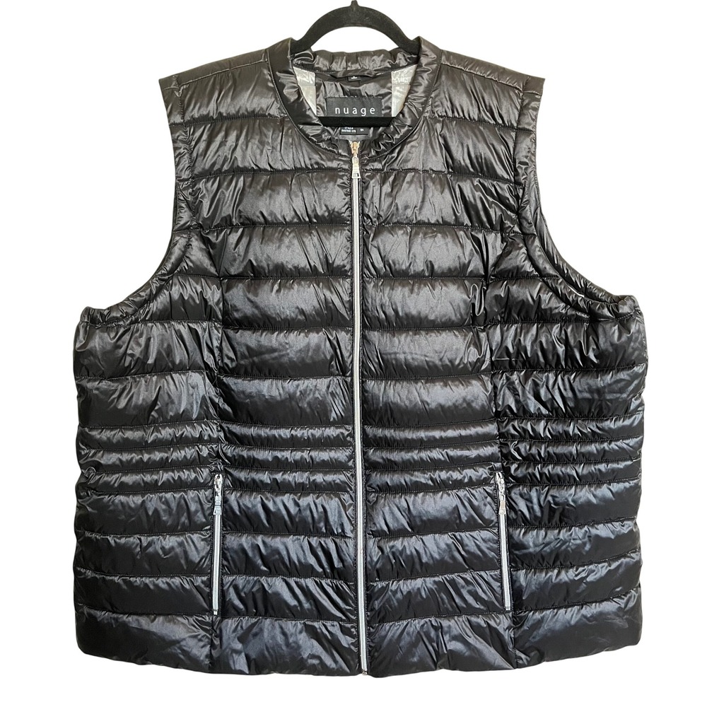 Nuage Puffer Vest Black Zip Front Packable‎ Mock Collar Plus Size 3X